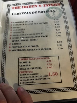 Menu photo 1 The Breens Tavern A Coruña, C Menu photo 1 The Breens Tavern A Coruña, C