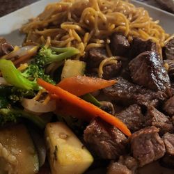 Fuji - These are NY Strip Steak with yakisoba, and veggies. It was cooked by Chef Lee, ALL tasted great. Saved my day!