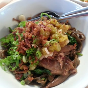 Revel - Roasted duck, smoked tea noodle, pickled raisin, duck crackling. $15. - Korean Near Me - Seattle, Washington
