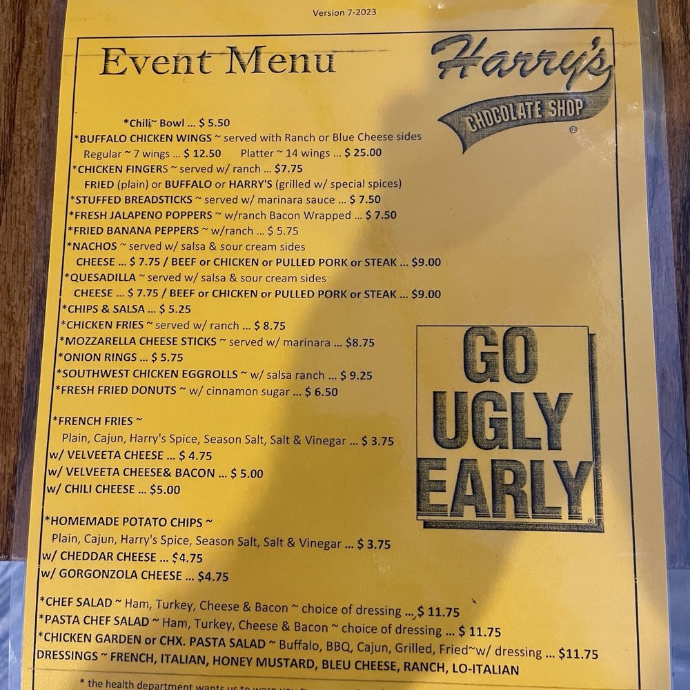 Harry's Chocolate Shop - Menu - Dive Bars Near Me - West Lafayette, Indiana Harry's Chocolate Shop - Menu - Dive Bars Near Me - West Lafayette, Indiana