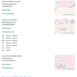 SageWest Health Care - Lander - Sage West address and phone number are listed, but the woman answering the phone refused to acknowledge whether this doctor practices here.