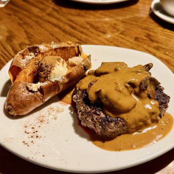 Outback Steakhouse - Hamburger steak cooked medium with sweet potato (both A+) - Steakhouses Near Me - Richmond, Virginia