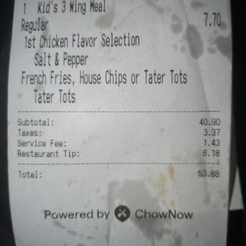 Wing King Cafe - Even left a tip for shitty ass service. - American Near Me - Charlotte, North Carolina