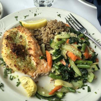 Moss Beach Distillery - Crusted Pesto Salmon - Seafood Near Me - Moss Beach, California Moss Beach Distillery - Crusted Pesto Salmon - Seafood Near Me - Moss Beach, California