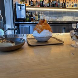 All the desserts! Basque cheesecake, crazy shaved ice, and a sundae!