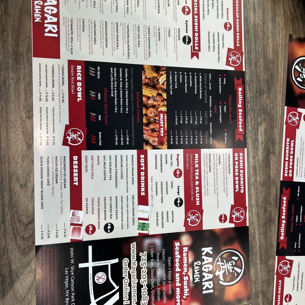 Kagari Ramen - The menu - Ramen Near Me - Las Vegas, Nevada