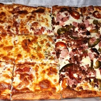 DJ's Manor House Pizza - A 12 cut, half cheese & half bacon, ham, & hot pepper (aka. Steve N.). - Pizza Near Me - Rensselaer, New York DJ's Manor House Pizza - A 12 cut, half cheese & half bacon, ham, & hot pepper (aka. Steve N.). - Pizza Near Me - Rensselaer, New York