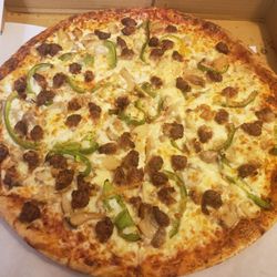 Canton Center Pizza - Sausage, pepper and mushroom pizza.