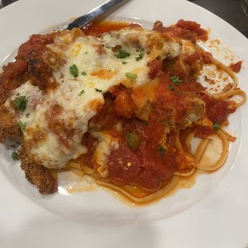 Che Pizza - Shrimp parmigiana over spaghetti - Pizza Near Me - Metuchen, New Jersey
