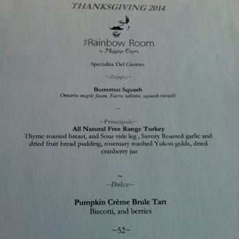 The Rainbow Room - Thanksgiving dinner menu @ $52 per person - such a great deal! - Breakfast & Brunch Near Me - Niagara Falls, Ontario