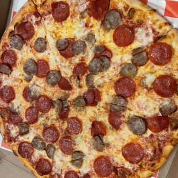 Bellagio Pizza & Grill - a pepperoni and sausage pizza - Pizza Near Me - Dedham, Massachusetts