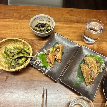 TenTen - una Gyoza Tacos, 5 waygu gyoza tacos, edamame - Japanese Near Me - Austin, Texas TenTen - una Gyoza Tacos, 5 waygu gyoza tacos, edamame - Japanese Near Me - Austin, Texas