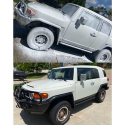 Muscle Man Mobile Detail & Pressure Wash - Foam Canon Wash/Clay Bar Treatment & Wax on this FJ Cruiser! Schedule your Wash today!
