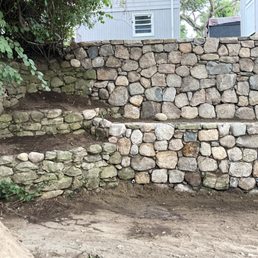 a stone retaining wall