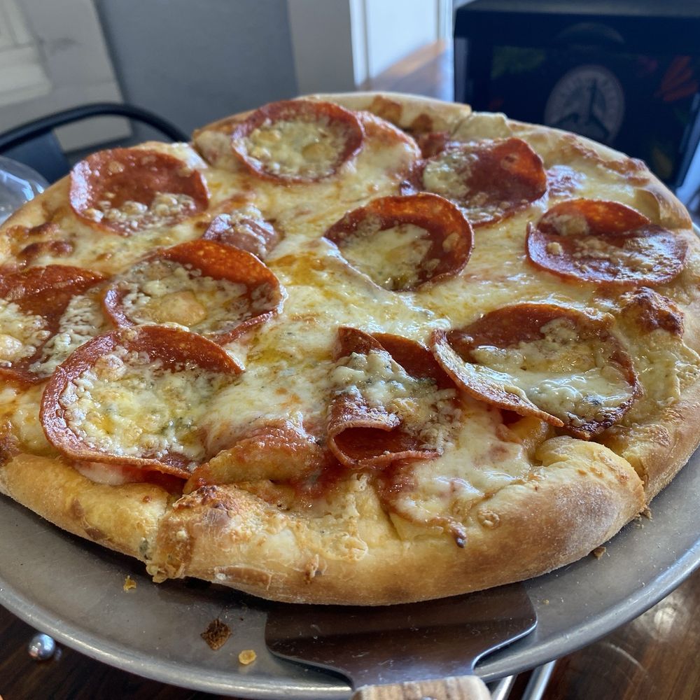 Personal pepperoni and gorgonzola pizza Personal pepperoni and gorgonzola pizza