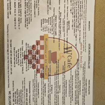 W Cafe - Menu 7/10/23 - Diners Near Me - Gunnison, Colorado