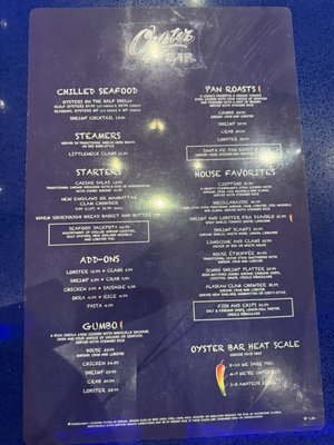 Menu photo 1 The Oyster Bar Las Vegas, NV