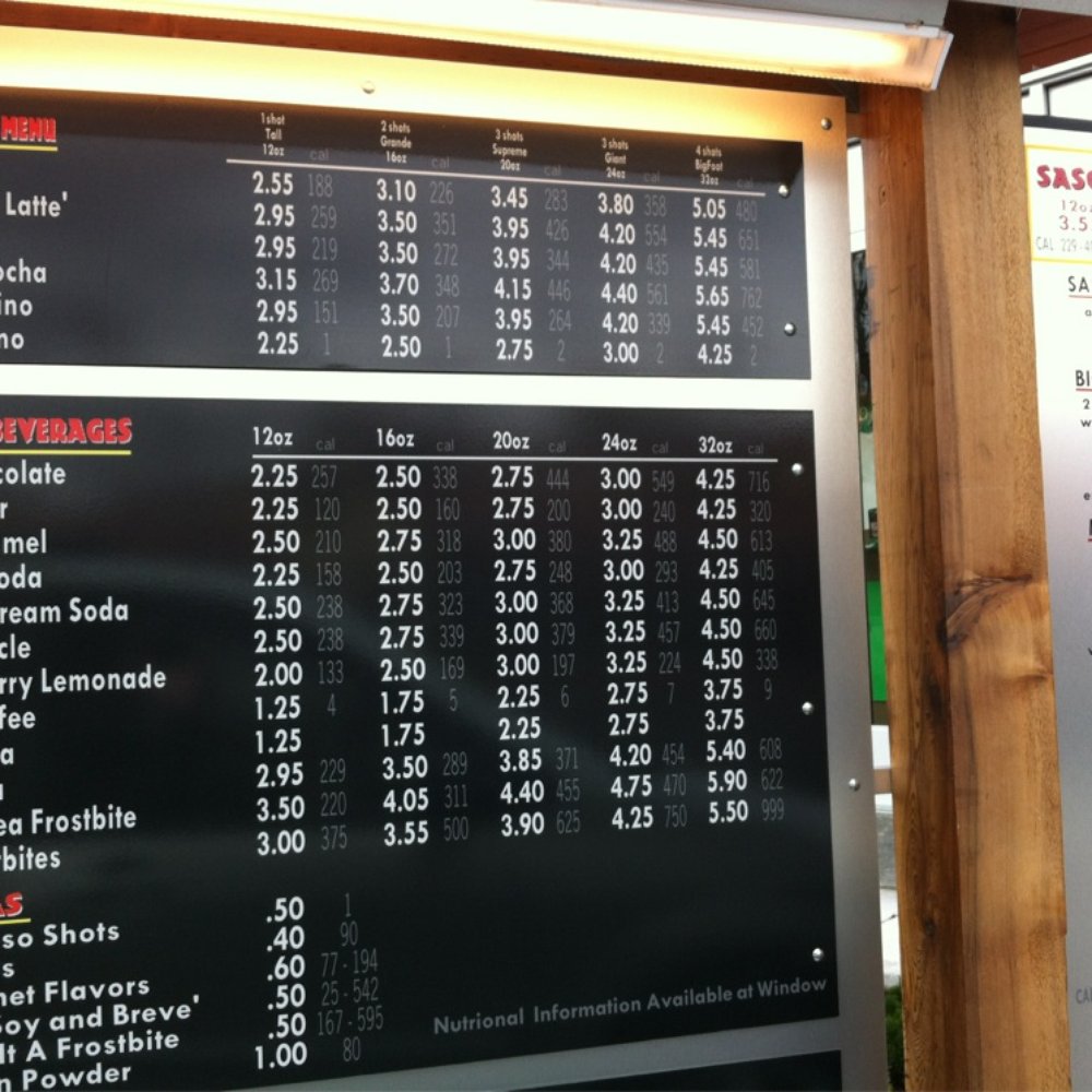 BigFoot Java - Price board - Coffee & Tea Near Me - Issaquah, Washington BigFoot Java - Price board - Coffee & Tea Near Me - Issaquah, Washington
