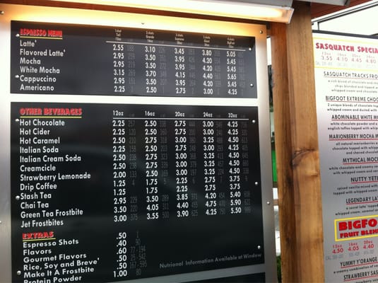 Menu photo 4 BigFoot Java Issaquah, WA