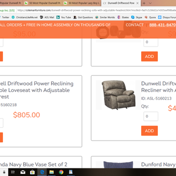 Ashley Store - Same recliner I paid 849.99 for in Ashley Homestore, I could have bought at Coleman for 463.00 - Furniture Stores Near Me - Bowling Green, Kentucky Ashley Store - Same recliner I paid 849.99 for in Ashley Homestore, I could have bought at Coleman for 463.00 - Furniture Stores Near Me - Bowling Green, Kentucky