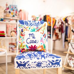 Nativa Fine Mexican Clothing - Embroidered pillows and chairs