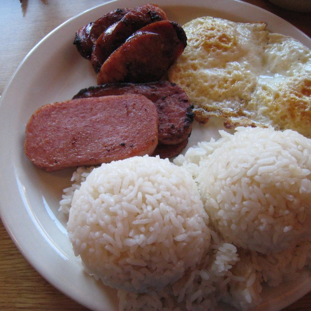 Guahan Grill - spam and portuguese plate with fried egg on the side - Barbeque Near Me - Oceanside, California