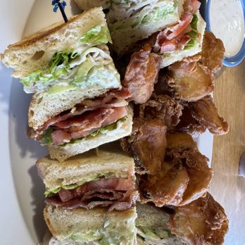 Coyote Cafe - Coyote Club Sandwich and fried zucchini. - Cafes Near Me - Bullhead City, Arizona