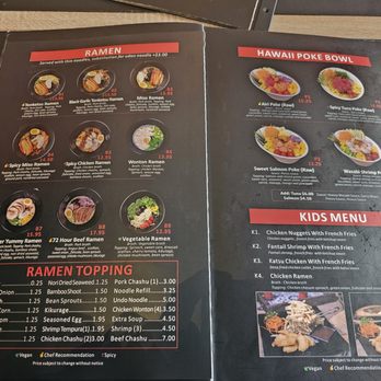 Airi Ramen - Ramen and Poke Bowl menu as of Jan 16, 2024 - Ramen Near Me - Cypress, Texas