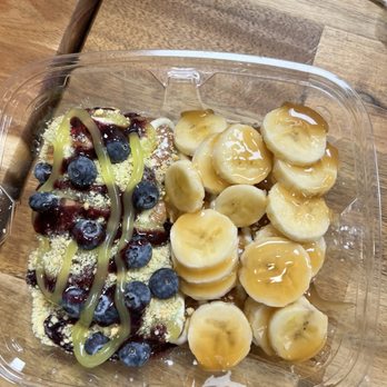 Sweet Stax Cafe - Blueberry and lemon and banana and caramel mini pancakes - Desserts Near Me - Lynn Haven, Florida Sweet Stax Cafe - Blueberry and lemon and banana and caramel mini pancakes - Desserts Near Me - Lynn Haven, Florida