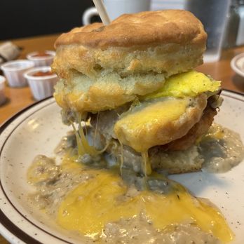 Pine State Biscuits - Reno - you can see on the reggie, very skimpy gravy, waaaaaa! - Breakfast & Brunch Near Me - Reno, Nevada