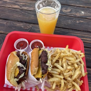 Dang Burger - Single Smash Burger and fries and Hazy IPA - Burgers Near Me - Carpinteria, California