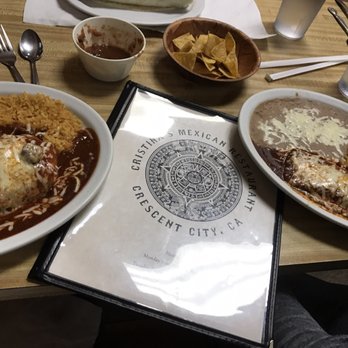Cristina's - Pork Burrito (left), Cheese Enchilada (right) - Burgers Near Me - Crescent City, California