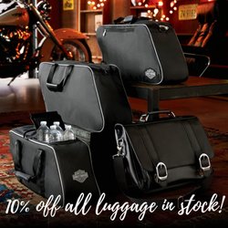 Battle Born Harley-Davidson - 10% off all luggage in stock! Only valid December 23rd.