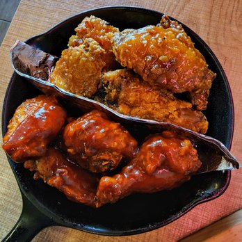 K-Noodle - Fried chicken - half honey, half spicy (3/5) - Korean Near Me - Burlingame, California K-Noodle - Fried chicken - half honey, half spicy (3/5) - Korean Near Me - Burlingame, California