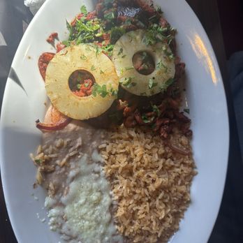 Teresa's - Pastor Especial - marinated pork with pineapple , beans, rice. served with tortillas. very good! - Mexican Near Me - Lakeville, Minnesota