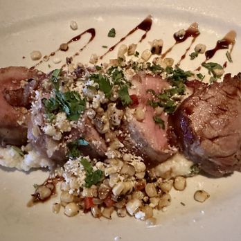 Roaring Fork - My fabulous dinner - steak medallions over grits and enhanced with corn!! - American Near Me - Scottsdale, Arizona