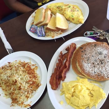 Shorty'z - California omelette with Chocolate chip pancake combo. - Breakfast & Brunch Near Me - Fullerton, California