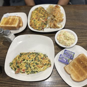 Variety's Restaurant - Greek omelette, hash browns, toast, coleslaw. Lots of spinach! - Salad Near Me - North Canton, Ohio Variety's Restaurant - Greek omelette, hash browns, toast, coleslaw. Lots of spinach! - Salad Near Me - North Canton, Ohio