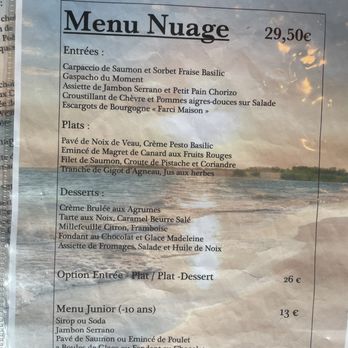 Le Nuage - Menu - French Near Me - Brive-la-Gaillarde, 19