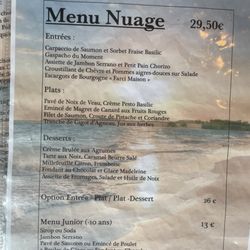 Le Nuage - Menu