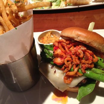Yard House - Truffle fries accompany my surf and turf burger - Bars Near Me - Houston, Texas Yard House - Truffle fries accompany my surf and turf burger - Bars Near Me - Houston, Texas