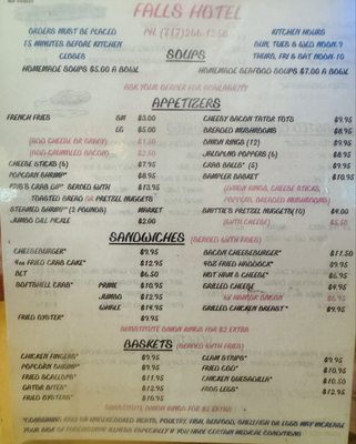 Menu photo 2 Falls hotel York Haven, PA Menu photo 2 Falls hotel York Haven, PA