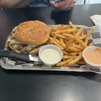 The Dirty Burger - Mushroom Burger and fries. - Burgers Near Me - Weiser, Idaho