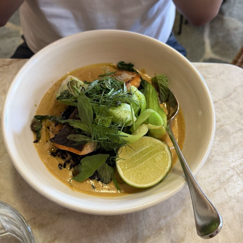 Great White - Salmon coconut curry - New American Near Me - Los Angeles, California Great White - Salmon coconut curry - New American Near Me - Los Angeles, California