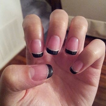 Queen Nails & Tanning Salon - Shellac Manicure with black colored tips - Tanning Near Me - Sterling, Virginia Queen Nails & Tanning Salon - Shellac Manicure with black colored tips - Tanning Near Me - Sterling, Virginia