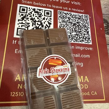 Ara's Shawarma - Vanowen - Dubai Chocolate Bar (Large) - Mediterranean Near Me - North Hollywood, California