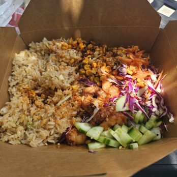 Okki Tokki - Garlic fried rice, sauteed shrimp, cabbage, carrots, and cucumber - Korean Near Me - Baton Rouge, Louisiana