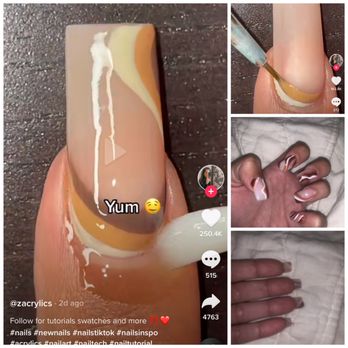 Yes Nail Salon - Zoom in so you can see how thick and how the design isn't even the same. - Nail Salons Near Me - Homestead, Florida