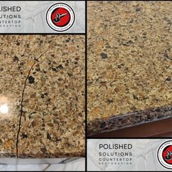 Polished Solutions - Quartz countertop broken / fracture repair Oregon Washington.