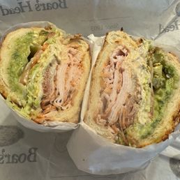 3 X Crazy (pepper turkey, provolone cheese, bacon, avocado, & spicy mayo) on Dutch crunch- So good!! 3 X Crazy (pepper turkey, provolone cheese, bacon, avocado, & spicy mayo) on Dutch crunch- So good!!